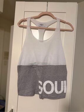 soulcycle Two-Tone Racerback Tank Top in White and Gray